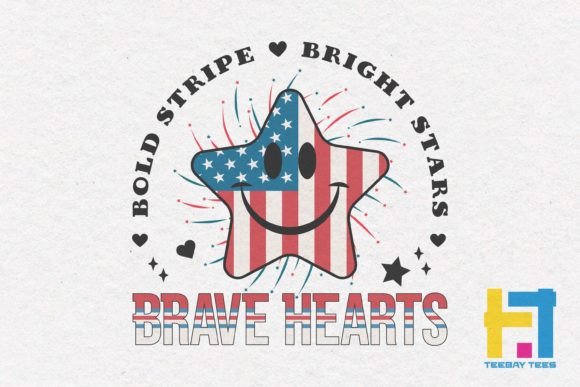 4th of July USA Brave Hearts SVG Design
