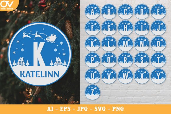 Christmas Alphabet Svg Bundle Round Graphics and Crafts