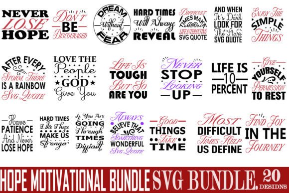 Hope Motivational Bundle Svg Bundle: Graphics for Crafts