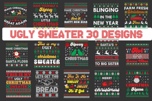 Retro Christmas Ugly Sweater Svg Bundle