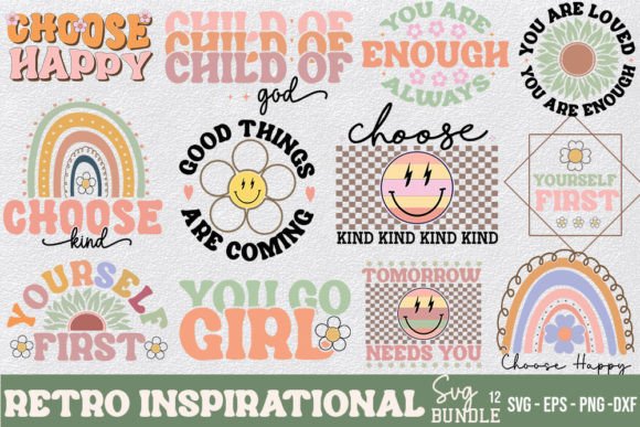 Retro Inspirational SVG Bundle for Graphics and Crafts